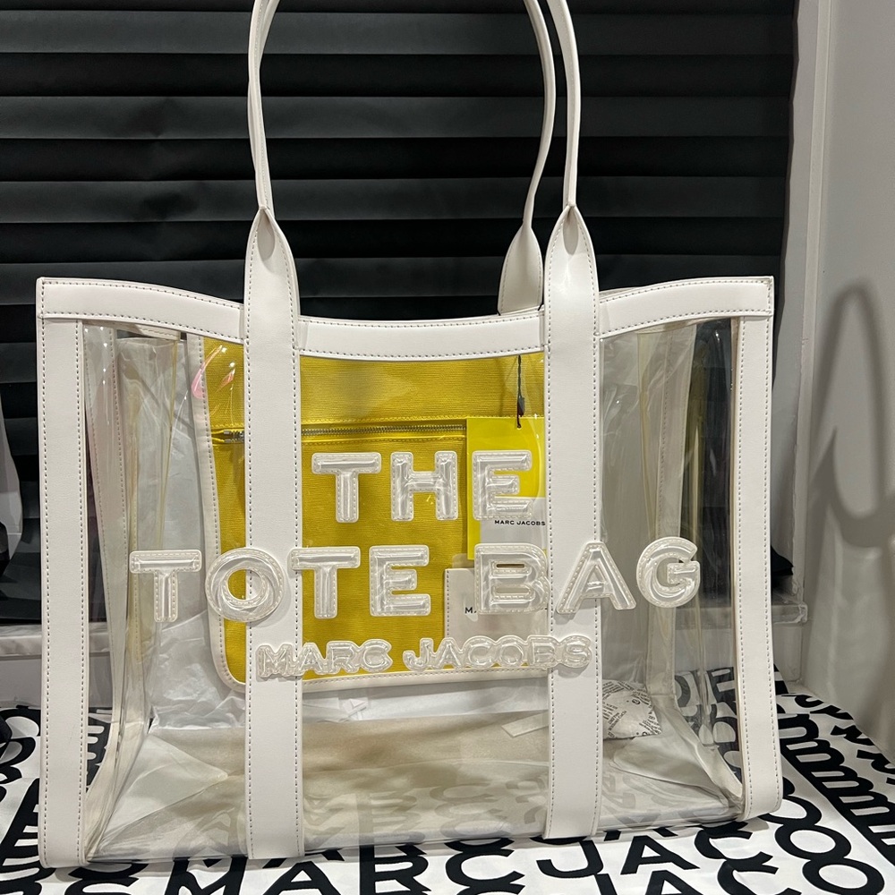 Marc Jacobs Clear and White Tote with Yellow Accent
